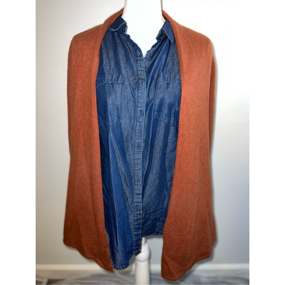 41 Hawthorn Burnt Orange Open Front Cashmere Sweater SMALL